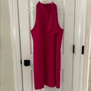 Vince Camuto Hot Pink Sleeveless Dress with Belted Collar